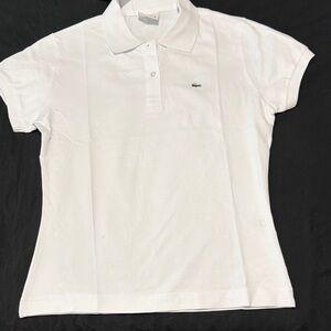 Lacoste White Polo Shirt with Green Croc Logo